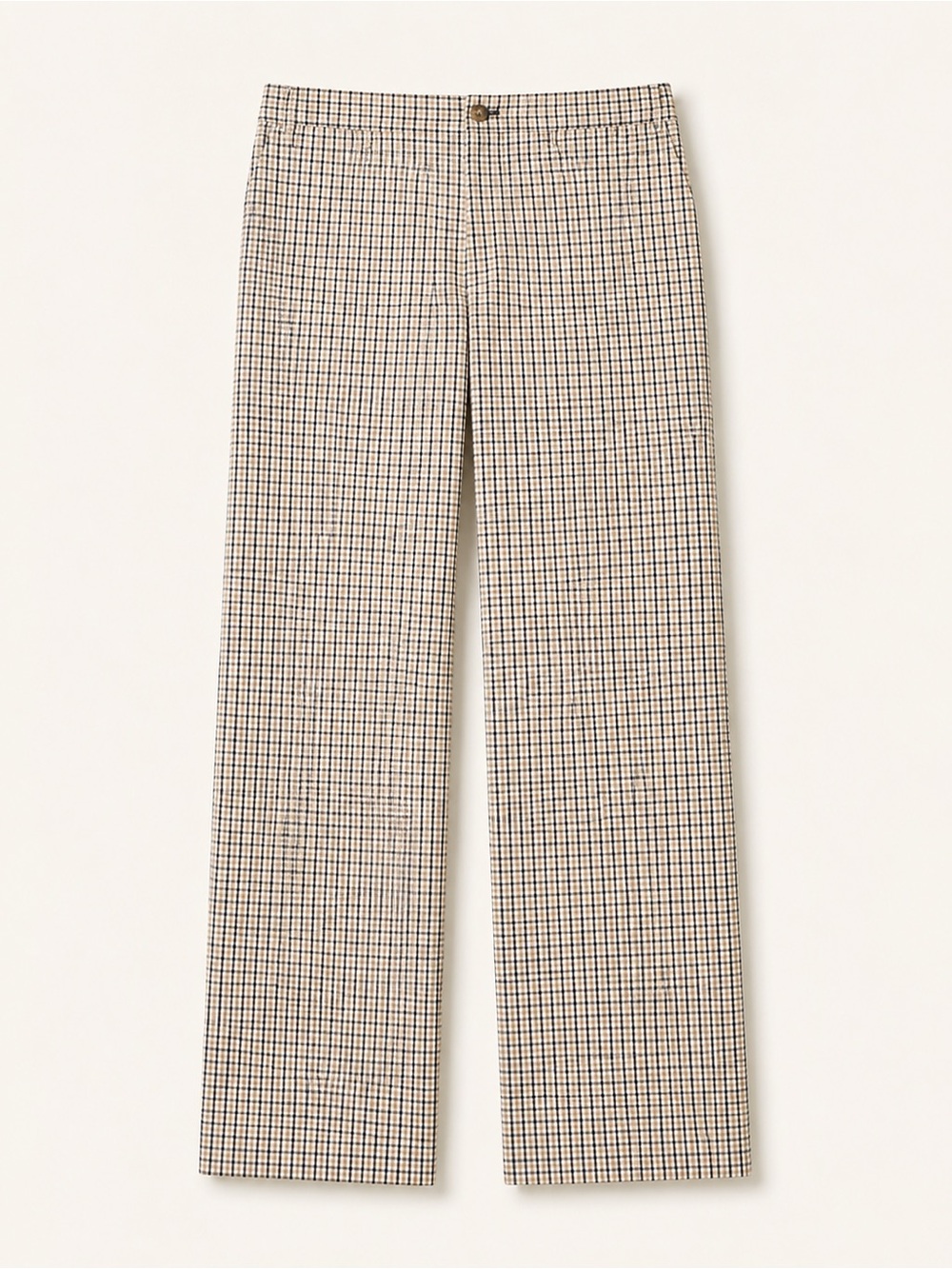 Sunday Best Beige and Black Checked Straight-Leg Trousers